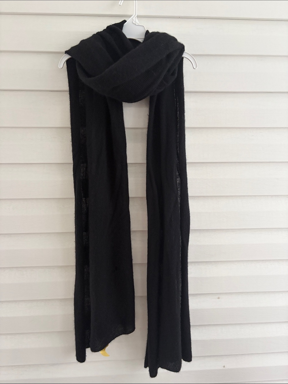 Nordstrom 100% Cashmere Black Oversized Wrap Scarf 114” Flawed Winter Cozy